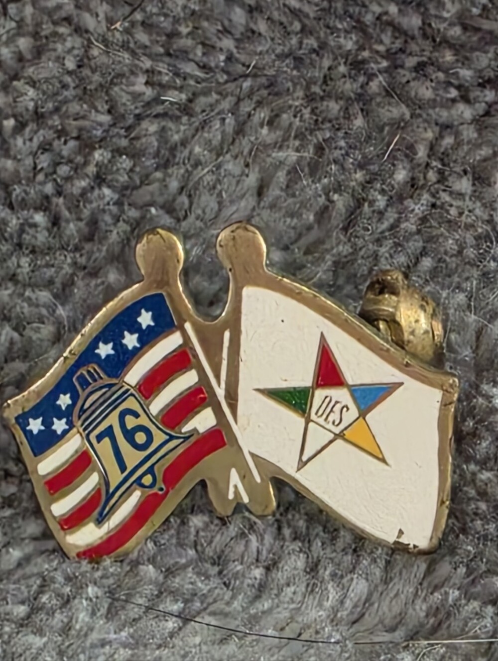 Rare '76 USA American Mason Masonic Friendship Flag Hat Cap lapel Pin 